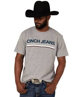 Cinch Herren Logo Jeans Graphic Kurzarm T-Shirt Heather Grey, Meliert, Grau, Mittel von Cinch