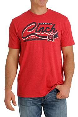 Cinch Herren T-Shirt mit kurzen Ärmeln, Rot meliert, X-Groß von Cinch