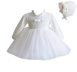 Cinda Baby-Lange Hülsen-Spitze-Tauf-Party-Kleid und Mütze 62-68 Elfenbein von Cinda