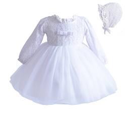 Cinda Baby-Lange Hülsen-Spitze-Tauf-Party-Kleid und Mütze 62-68 Weiß von Cinda