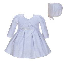 Cinda Baby-Mädchen-Spitze-Tauf-Party-Kleid mit Mütze Weiß 80-86/ 12-18 Monate (Mit bolero) von Cinda