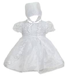 Cinda Baby Mädchen Taufkleid, Kap & Hut Weiß 68-74 von Cinda