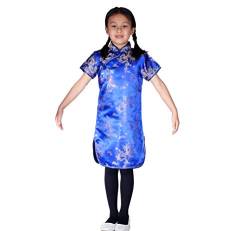 Cinda Mädchen Satin Drache und Phönix Chinesische Kleid Blau 146-152 von Cinda
