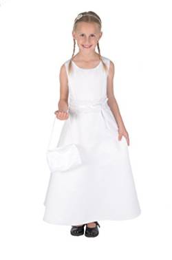 Cinda Satin Heilige Kommunion Kleid Brautjungfer Kleid mit Handtasche 152-158 Weiß von Cinda