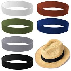 6 Stück dehnbare Hutbänder für Damen, Cowboyhut, Band für Herren, Fedora, Panama, Strohhut, Zubehör, 6 Farben, Stilvolle Farben., Einheitsgröße von Cindeer