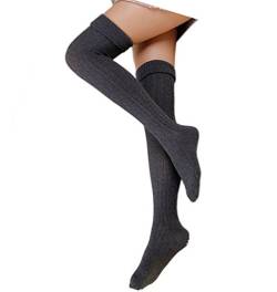 Cindeyar 1 Paar Damen Overknee Strümpfe Lange Kniestrümpfe Retro Schüler Überknie Strick Socken von Cindeyar