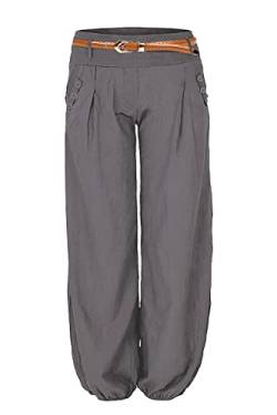 Cindeyar Damen Haremshose Elegant Winter Pumphose Lange Leinen Hose mit Gürtel Aladin Pants,1 Hosen+1 Gürtel (XL, Grau) von Cindeyar