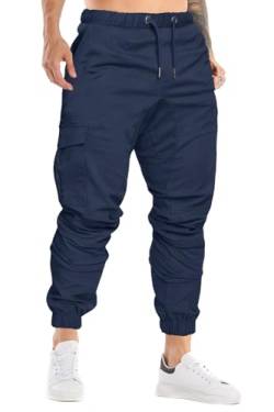 Cindeyar Herren Hosen Slim Fit Casual Jogger Sporthose Freizeithose Cargo Chino Jeans Hose (Navyblau 01,2XL) von Cindeyar