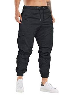 Cindeyar Herren Hosen Slim Fit Casual Jogger Sporthose Freizeithose Cargo Chino Jeans Hose (Schwarz 01,XL) von Cindeyar