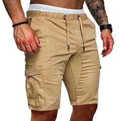 Cindeyar Herren Shorts Sommer Chino Jeans Kurze Hosen Stretch Jogger Cargo Shorts Slim-Fit(S,175Khaki) von Cindeyar