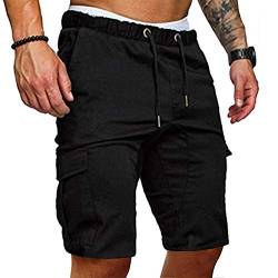 Cindeyar Herren Shorts Sommer Chino Jeans Kurze Hosen Stretch Jogger Cargo Shorts Slim-Fit (2XL, 175Schwarz) von Cindeyar
