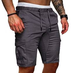 Cindeyar Herren Shorts Sommer Chino Jeans Kurze Hosen Stretch Jogger Cargo Shorts Slim-Fit (M, 175Dunkelgrau) von Cindeyar