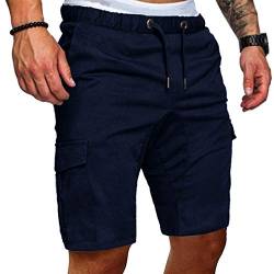 Cindeyar Herren Shorts Sommer Chino Jeans Kurze Hosen Stretch Jogger Cargo Shorts Slim-Fit (XL, 175Dunkelblau) von Cindeyar
