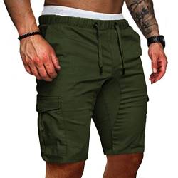 Cindeyar Shorts Herren Sommer Chino Jeans Kurze Hosen Stretch Jogger Cargo Shorts Slim-Fit(M,175Grün) von Cindeyar