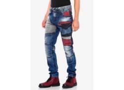 Bequeme Jeans CIPO & BAXX Gr. 33, Länge 34, blau (blau, rot) Herren Jeans von Cipo & Baxx