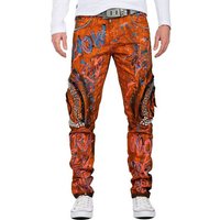 Cipo & Baxx 5-Pocket-Jeans Biker Hose BA-CD634 in Orange mit Seitentaschen von Cipo & Baxx