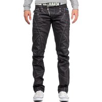 Cipo & Baxx 5-Pocket-Jeans Hose BA-C0812 W29/L32 (1-tlg) in Schwarz Glänzend mit weißen Nähten von Cipo & Baxx