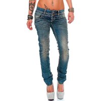 Cipo & Baxx 5-Pocket-Jeans Low Waist Hose BA-CBW0347 Stonewashed mit Kontrastnaht und Dicken Nähten von Cipo & Baxx