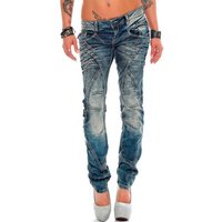 Cipo & Baxx 5-Pocket-Jeans Low Waist Hose BA-WD175 Stonewashed mit Destroyed-Effekten von Cipo & Baxx