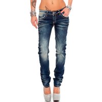 Cipo & Baxx 5-Pocket-Jeans Low Waist Hose BA-WD256 Stonewashed mit Farbigen Nähten in Casual von Cipo & Baxx