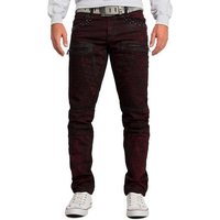 Cipo & Baxx Bikerjeans BA-CD581 Freizeithose im Bikerstyle Mustern mit Rippenmuster in Bordeaux von Cipo & Baxx