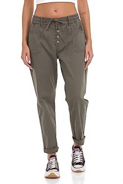 Cipo & Baxx Damen Chino-Hose, Lässige Passform Freizeit Hose, Knöpfen Versehen Design, 97% Baumwolle Hose für Frauen, Casual Klamotten für Teenager Mädchen, WD508, Khaki, W26 L32 von Cipo & Baxx