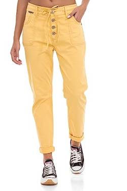 Cipo & Baxx Damen Chino-Hose, Lässige Passform Freizeit Hose, Knöpfen Versehen Design, 97% Baumwolle Hose für Frauen, Casual Klamotten für Teenager Mädchen, WD508, Mustard, W29 L32 von Cipo & Baxx