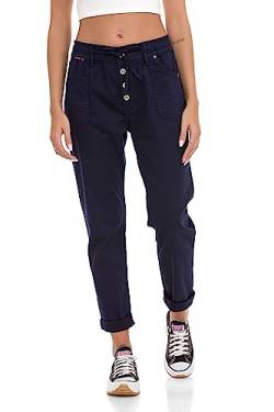 Cipo & Baxx Damen Chino-Hose, Lässige Passform Freizeit Hose, Knöpfen Versehen Design, 97% Baumwolle Hose für Frauen, Casual Klamotten für Teenager Mädchen, WD508, NAVYBLUE, W26 L32 von Cipo & Baxx