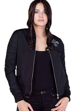 Cipo & Baxx Damen Freizeitjacke Bomberjacke Übergangs Kapuze Outdoor Jacke mit Ornament-Design Schwarz S von Cipo & Baxx