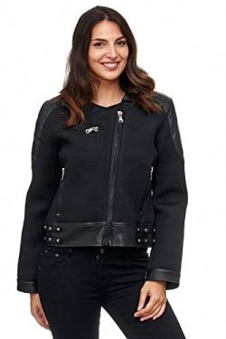 Cipo & Baxx Damen Freizeitjacke Outdoorjacke Bikerjacke Kunstleder Jacke mit Reißverschlussoptik Schwarz S von Cipo & Baxx
