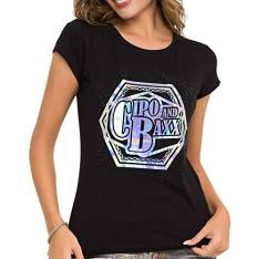 Cipo & Baxx Damen Freizeitshirt T-Shirt Print Kurzarm Rundhals WT342 Schwarz M von Cipo & Baxx