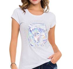 Cipo & Baxx Damen Freizeitshirt T-Shirt Print Kurzarm Rundhals WT342 Weiß S von Cipo & Baxx