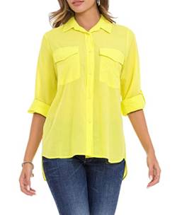 Cipo & Baxx Damen Hemd Bluse Langarm Baumwolle Elegant WH123 Gelb S von Cipo & Baxx