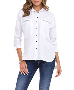 Cipo & Baxx Damen Hemd Bluse Taschen Streifen Baumwolle WH133 Weiß XL von Cipo & Baxx