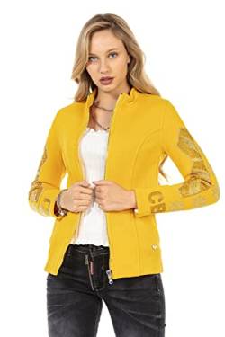 Cipo & Baxx Damen Jacke Strasssteine Blazer Reißverschluss WJ197 Yellow M von Cipo & Baxx