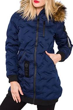 Cipo & Baxx Damen Jacke Winter Fellkapuze Outdoor Design WM106 Dunkelblau S von Cipo & Baxx