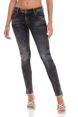 Cipo & Baxx Damen Jeans Hose Slim Fit Straight Denim Pants WD443 Anthracite W28 L34 von Cipo & Baxx