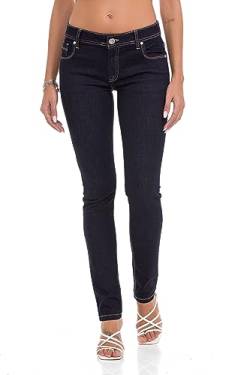 Cipo & Baxx Damen Jeans Hose Slim Fit Straight Denim Pants WD443 Navyblue W25 L32 von Cipo & Baxx