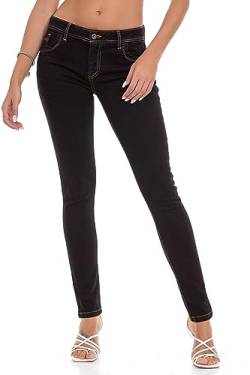 Cipo & Baxx Damen Jeans Hose Slim Fit Straight Denim Pants WD443 Schwarz W26 L32 von Cipo & Baxx