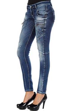 Cipo & Baxx Damen Jeans Hose Slim Leg Destroyed Pants Women Denim Hose WD200B Blau W27 L34 von Cipo & Baxx