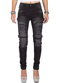 Cipo & Baxx Damen Jeans WD383-bans Schwarz W26/L34 von Cipo & Baxx