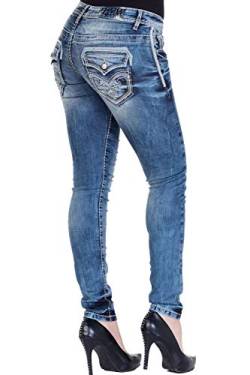 Cipo & Baxx Damen Jeanshose Slim Fit 5-Pocket Denim Used Jeans Pants Skinny WD240 Blau W31 L34 von Cipo & Baxx