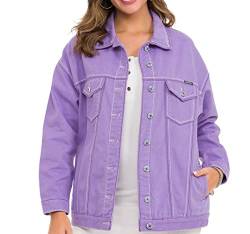 Cipo & Baxx Damen Jeansjacke Oversize Lang Denim Frezeitjacke WJ211 Lilac L von Cipo & Baxx