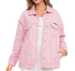 Cipo & Baxx Damen Jeansjacke Oversize Lang Denim Frezeitjacke WJ211 Pink L von Cipo & Baxx