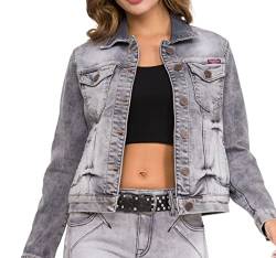 Cipo & Baxx Damen Jeansjacke Oversize Lang Denim Frezeitjacke WJ212 Grau M von Cipo & Baxx