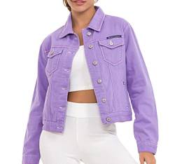 Cipo & Baxx Damen Jeansjacke Oversize Lang Denim Frezeitjacke WJ212 Lilac M von Cipo & Baxx