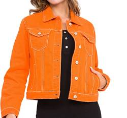 Cipo & Baxx Damen Jeansjacke Oversize Lang Denim Frezeitjacke WJ212 Orange L von Cipo & Baxx