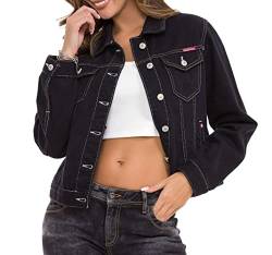 Cipo & Baxx Damen Jeansjacke Oversize Lang Denim Frezeitjacke WJ212 Schwarz L von Cipo & Baxx