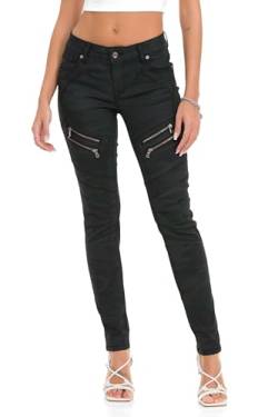 Cipo & Baxx Damen Jeansshose Slim Fit Casual Used Look Denim Jeans Hose Baumwolle WD501 Camouflage W30 L32 von Cipo & Baxx