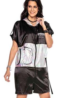 Cipo & Baxx Damen Jerseykleid Dress Freizeit in Raincoat-Design WY131 Schwarz XL von Cipo & Baxx